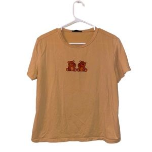 Graphic Teddy Bear Print Crewneck Tee